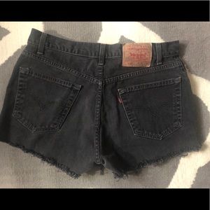 Black distressed Levi high waisted shorts